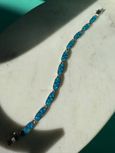 Load image into Gallery viewer, Simulated Opal Inlay Sterling Silver Bracelet 7.25”
