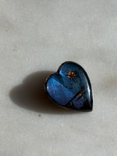 Load image into Gallery viewer, Blue Morpho Butterfly Heart Sterling Brooch
