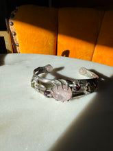 Load image into Gallery viewer, Chunky Rose Quartz Sterling Silver Cuff Bracelet 6.25”
