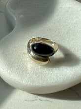 Load image into Gallery viewer, Vintage Black Onyx Sterling Silver Bypass Ring Size 11

