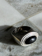 Load image into Gallery viewer, Black Onyx 950 Silver Ribbed Ring Size 10
