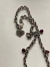 Load image into Gallery viewer, Rolo Link Garnet Charm Vintage Sterling Silver Necklace
