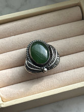 Load image into Gallery viewer, Vintage Jade Sterling Silver Ring Size 8.75
