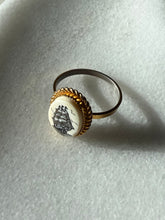Load image into Gallery viewer, Gold Filled Ship Scrimshaw Ring Size 9
