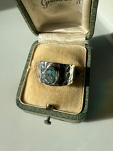 Load image into Gallery viewer, Blue Topaz Hammered Sterling Silver Ring Size 12.5
