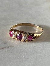 Load image into Gallery viewer, Antique 18k Yellow Gold Ruby &amp; Diamond Ring Size 9.25

