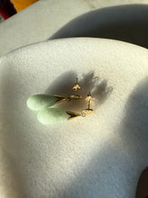 Load image into Gallery viewer, Green Jade 14k Gold Push Back Earrings
