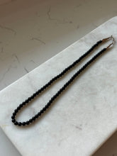 Load image into Gallery viewer, Vintage Black Onyx Bead Sterling Silver Necklace 18”
