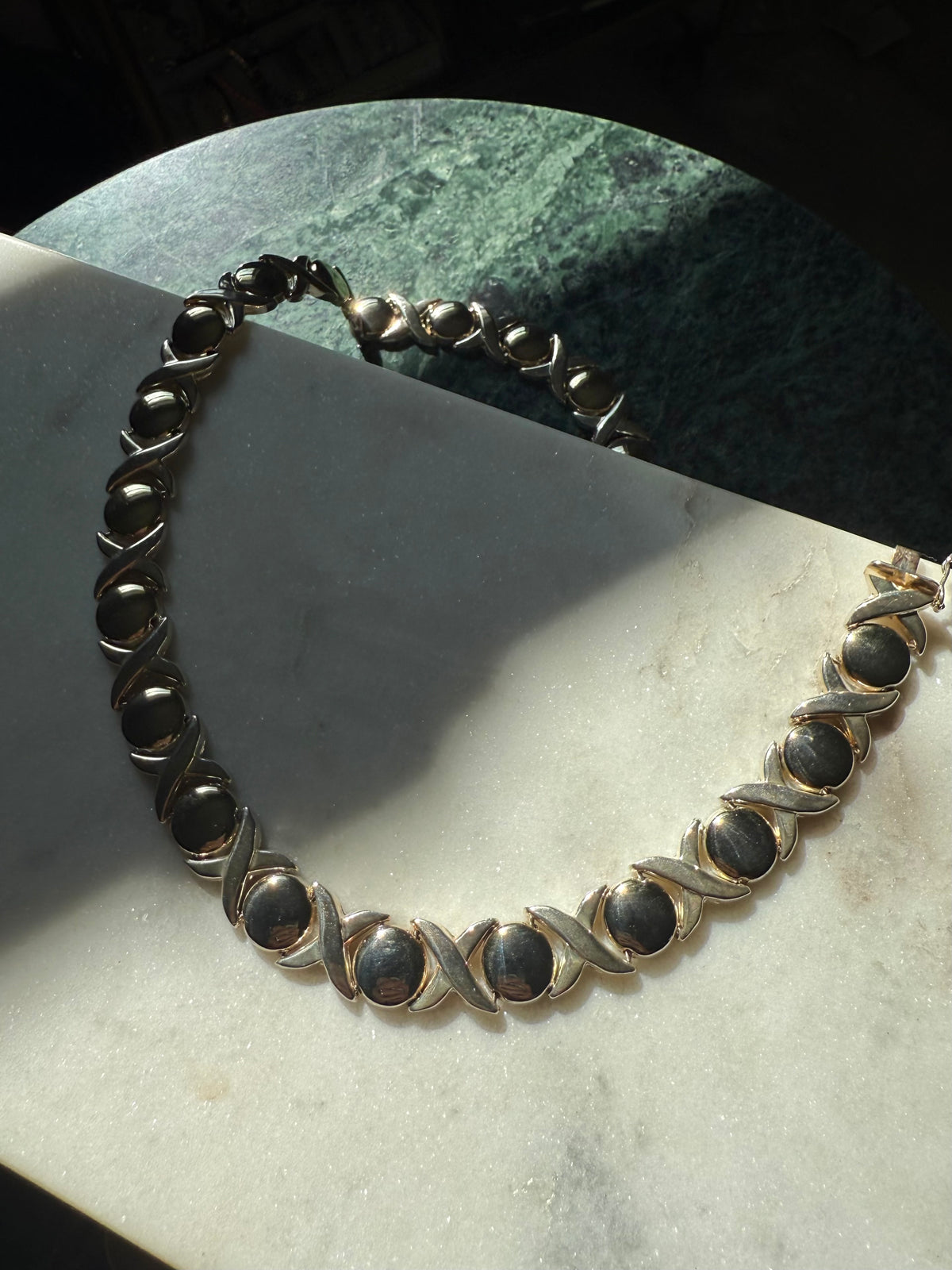 XOXO Two-Toned Sterling Silver Necklace 15”