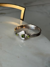 Load image into Gallery viewer, Vintage Peridot Sterling Silver Hinged Bangle Bracelet
