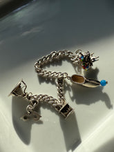 Load image into Gallery viewer, Chunky 900 Silver Vintage Charm Bracelet 7.25”
