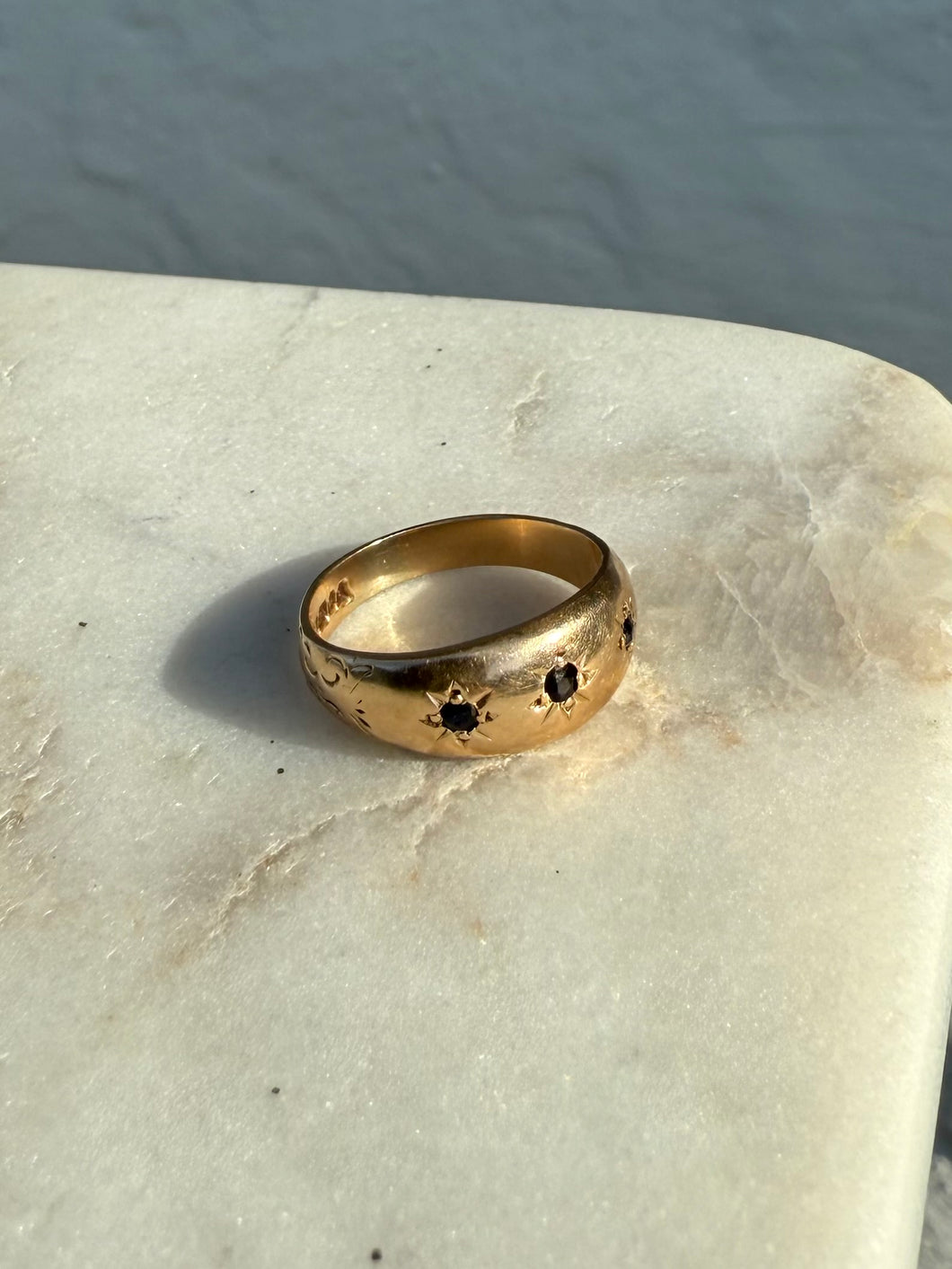 Antique 9k Gold Gypsy Trilogy Ring Size 6