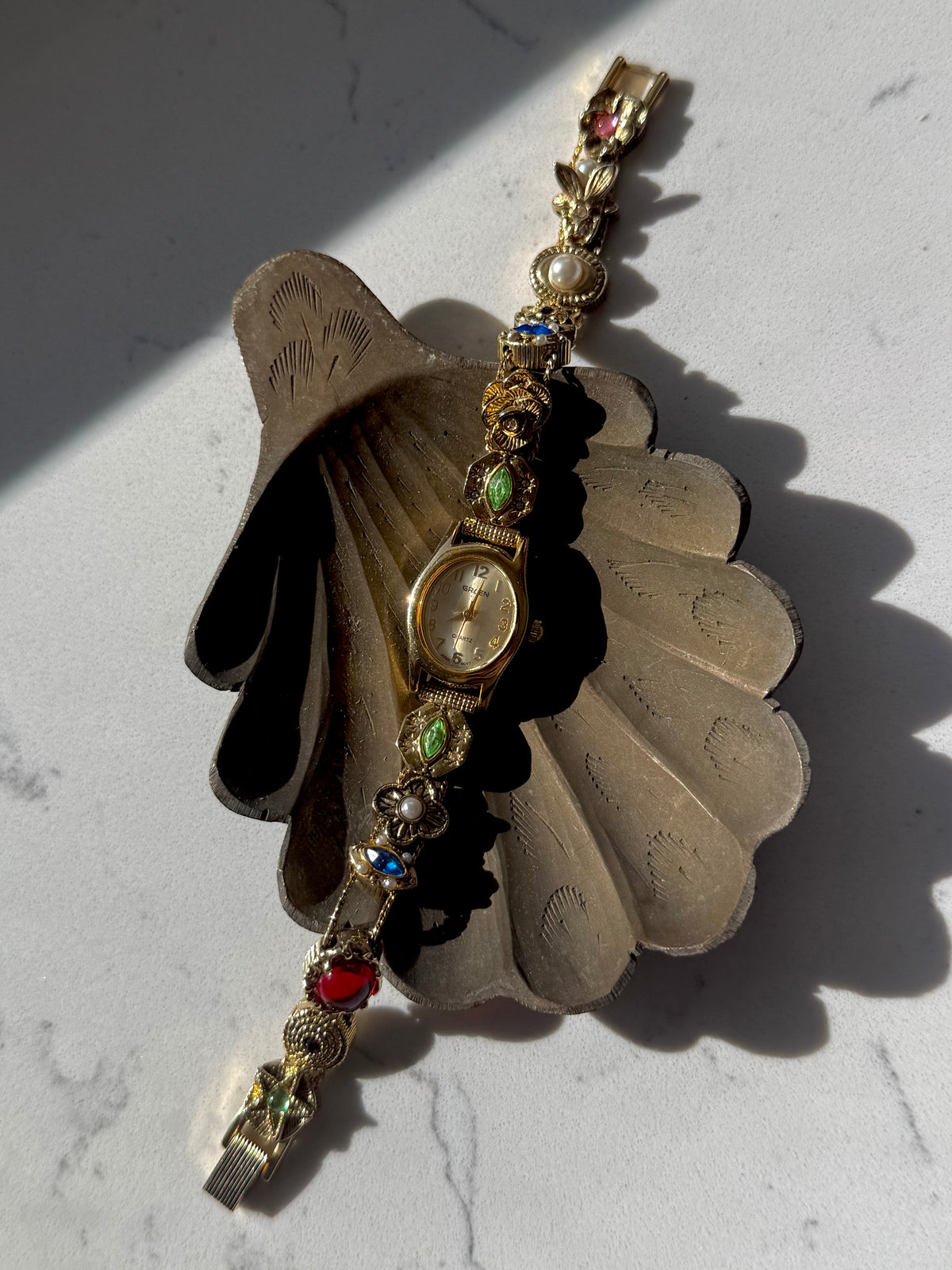 Vintage Goldtone Slider Charm Wrist Watch