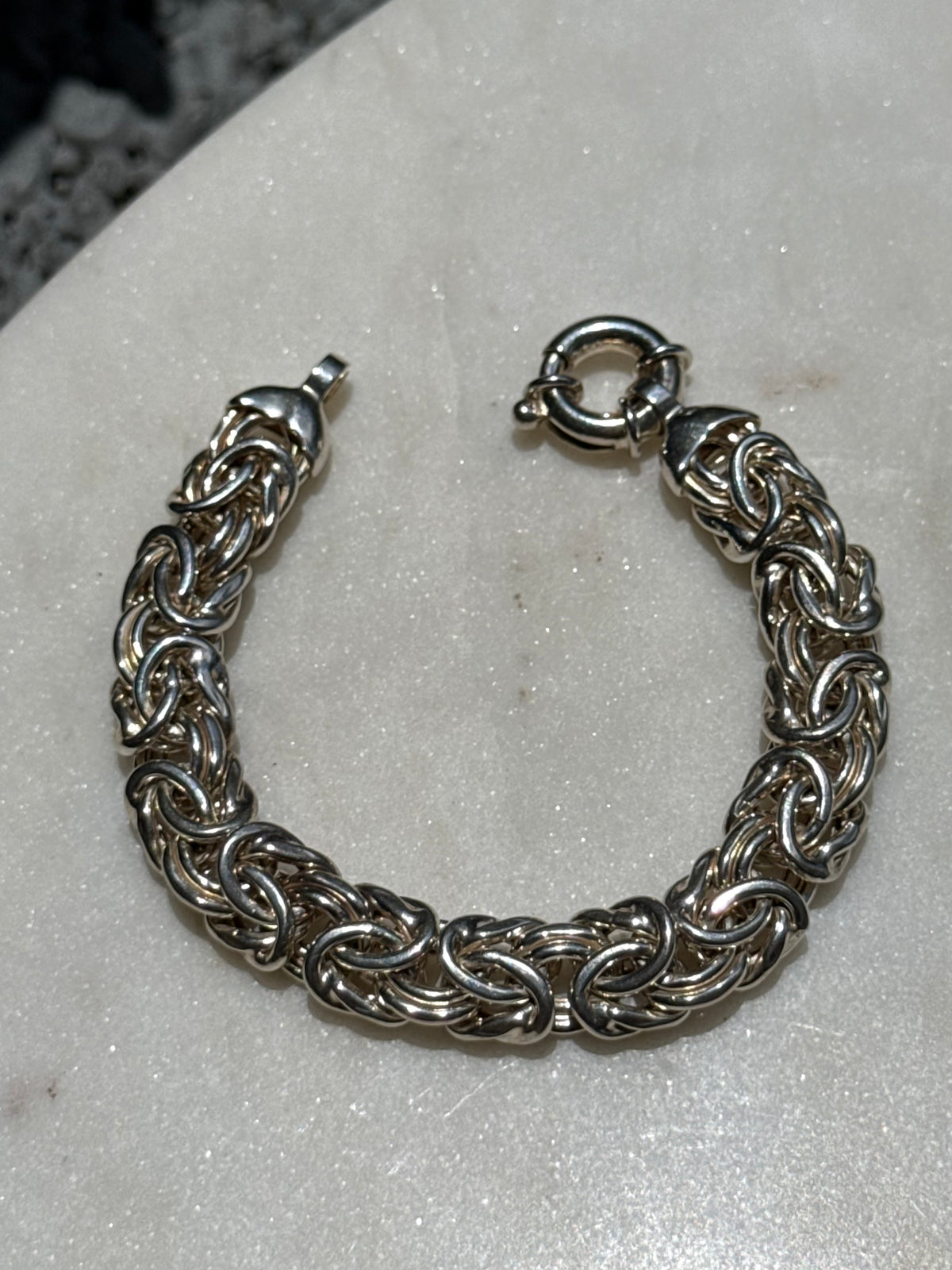 Sterling Silver Byzantine Bracelet w/ Sailor Bolt Clasp 7.25”