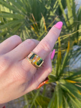 Load image into Gallery viewer, Chunky Green Stone Gold Vermeil Ring
