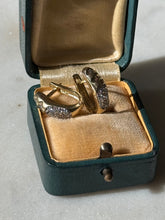 Load image into Gallery viewer, Vintage Solid 10k Gold CZ Hoops
