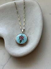 Load image into Gallery viewer, Vintage Enamel Floral Sterling Silver Locket Necklace
