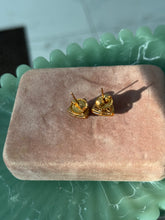 Load image into Gallery viewer, Tanzanite &amp; Diamond Solid 14k Yellow Gold Push Back Earrings
