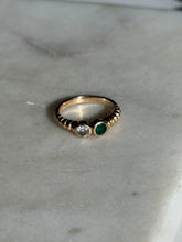 Load image into Gallery viewer, Diamond &amp; Emerald Bezel Set 14k Gold Ring
