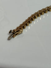Load image into Gallery viewer, Vintage Solid 14k Yellow Gold Natural Diamond S-Link Tennis Bracelet 7”
