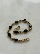 Load image into Gallery viewer, Midcentury Black Onyx Gold Fill Bracelet 7.5”
