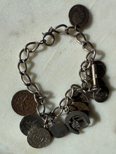 Load image into Gallery viewer, Vintage Coin Charm Sterling Silver Bracelet
