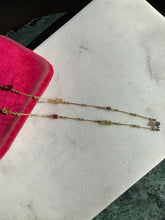 Load image into Gallery viewer, Multistone 14k Yellow Gold Station Necklace 17.25”
