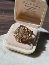 Load image into Gallery viewer, Brutalist Chunky CZ Gold Vermeil Ring Size 7
