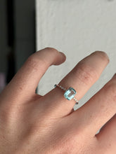 Load image into Gallery viewer, Cushion Cut Aquamarine with Single Cut Diamonds 14k White Gold Ring
