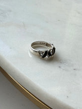 Load image into Gallery viewer, Sterling Silver Black &amp; White Glass Stone Ring Size 8
