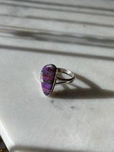 Load image into Gallery viewer, Vintage Purple Copper Turquoise Sterling Ring Size 10.25
