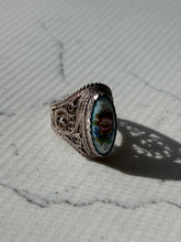 Load image into Gallery viewer, Russian Porcelain Painted Enamel Sterling Ring Size 5.75
