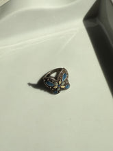 Load image into Gallery viewer, Enamel Sterling Silver Butterfly Ring Size 7
