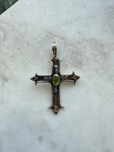 Load image into Gallery viewer, Green Stone Sterling Silver Cross Pendant
