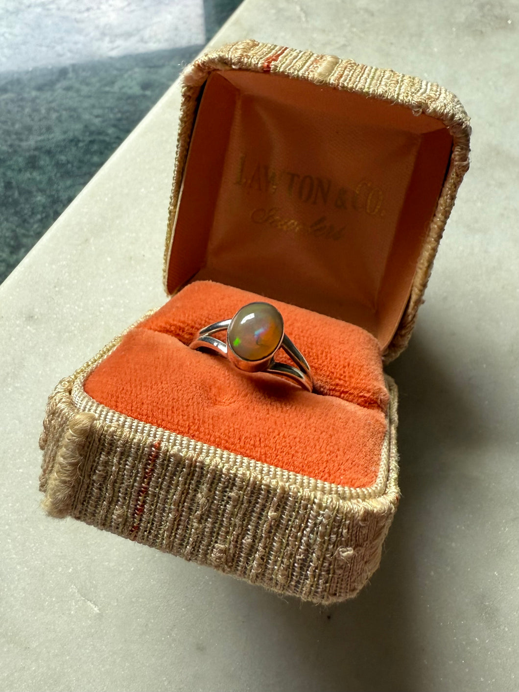 Vintage Opal Sterling Silver Ring Size 7.25