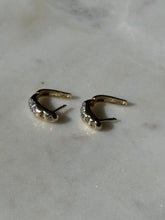 Load image into Gallery viewer, Vintage Solid 10k Gold CZ Hoops
