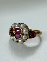 Load image into Gallery viewer, Art Deco 14k Gold Pearl &amp; Ruby Ring
