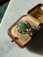 Load image into Gallery viewer, Green Sterling Silver Ring Size 10.5
