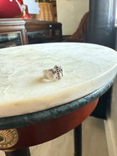 Load image into Gallery viewer, Garnet Cross Sterling Silver Ring

