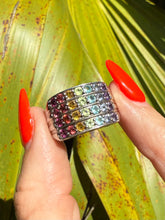 Load image into Gallery viewer, Rainbow Multistone Sterling Silver Ring Size 8.5
