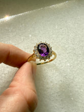 Load image into Gallery viewer, Purple Spinel &amp; CZ Gold Vermeil Ring Size 9.25
