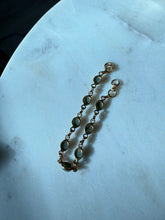 Load image into Gallery viewer, Green Stone 1/20 12k Gold Fill Bracelet 7.25”

