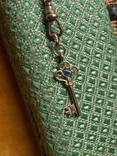 Load image into Gallery viewer, Vintage Blue Enamel 18k Yellow Gold Key Pendant
