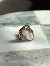 Load image into Gallery viewer, Antique Sterling Silver Cameo Shell Ring Size 5
