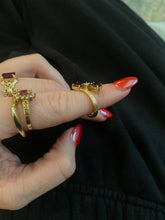 Load image into Gallery viewer, Garnet &amp; Diamond 14k Gold Bypass Ring

