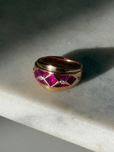 Load image into Gallery viewer, Vintage Solid 14k Gold Ruby &amp; Diamond Ring Size 6.75
