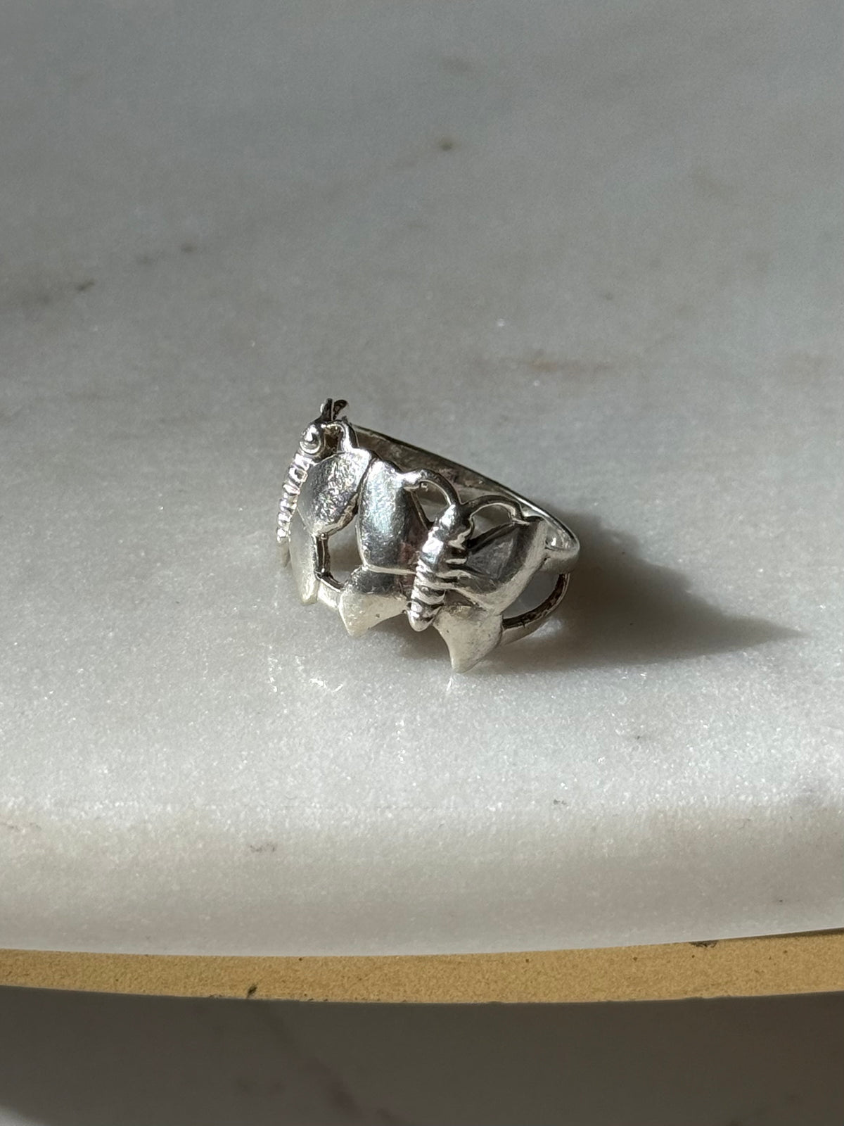 Vintage Butterfly Sterling Silver Ring Size 7