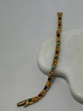 Load image into Gallery viewer, Vintage 1970s Gold Plated Multistone Bracelet 7”
