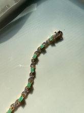 Load image into Gallery viewer, Emerald Gold Vermeil Tennis Bracelet 7.25”
