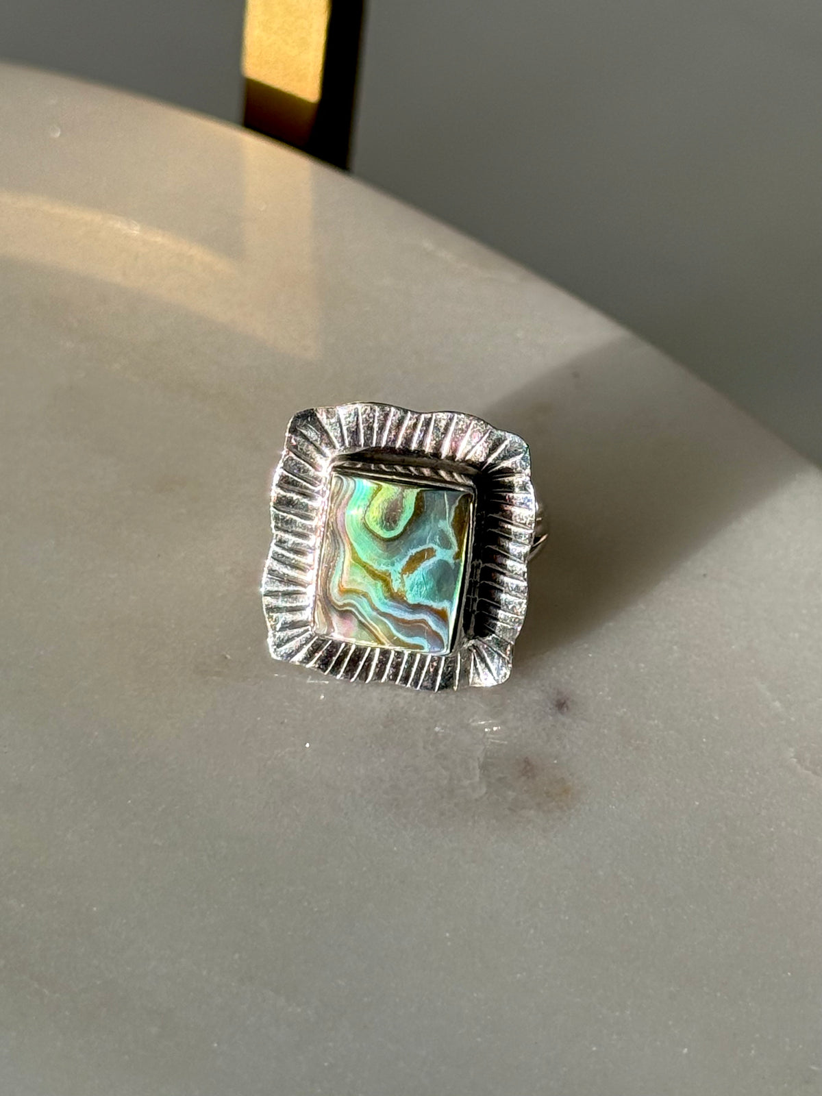 Abalone Sterling Silver Ring Size 6
